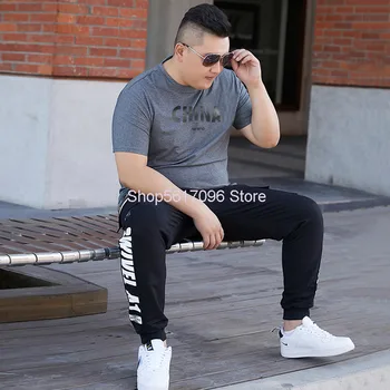 

Men Short Sleeve T Shirt Suit Big Size Plus Fat Plus Leisure One Set Super Brand Trousers Handsome Men's Wear Clothes