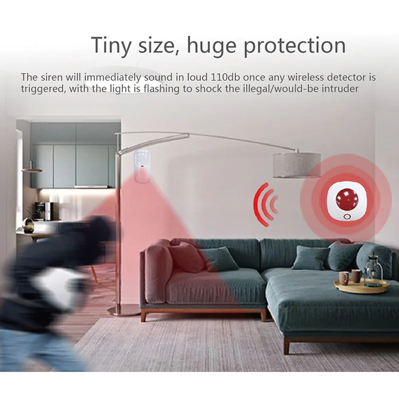 KSLAIC 110dB Wireless Home Burglar Siren Local Alarm Security Systems 433 Speaker Infrared Alarm Detector Door sensor Alarm Kit