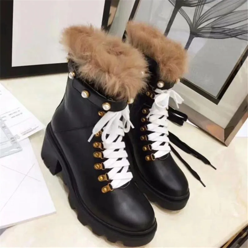 Зимние Женские ботильоны Роскошные на высоких каблуках Botas Mujer Кожаные туфли