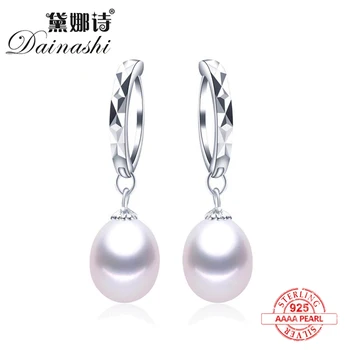 

Clearance Sale ! Real Pearl 925 Sterling Silver Drop Earrings For Women New Fashion White Black Natural Freshwater Pearl Jewelry