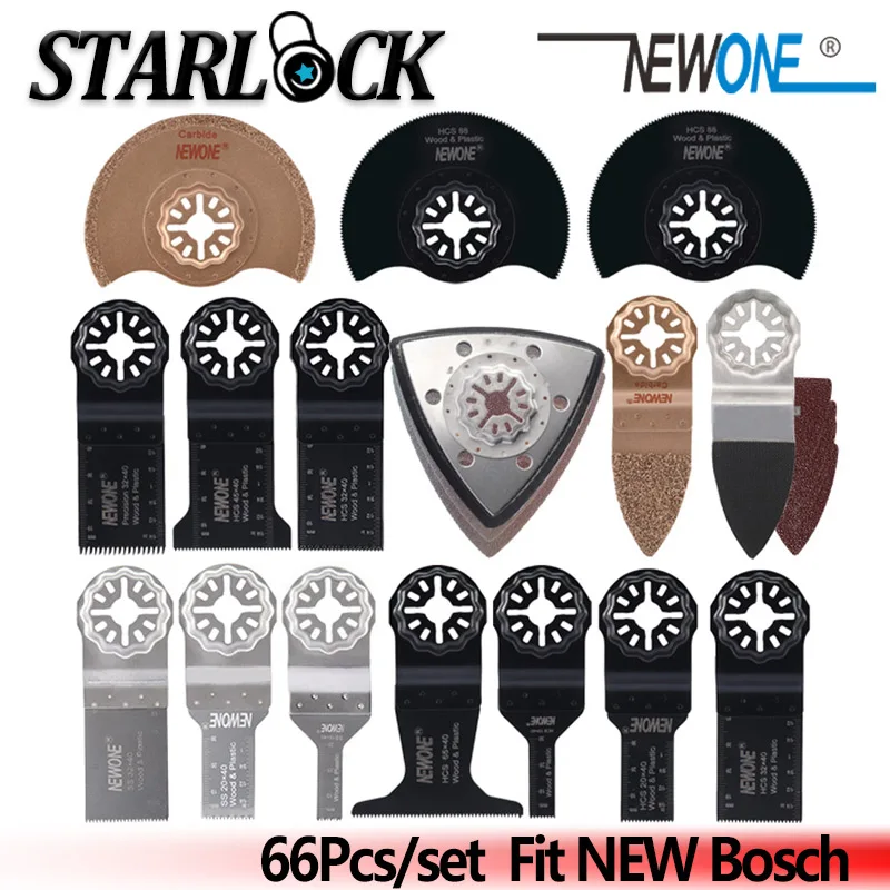 Newone 66 Pcs Starlock E Cut Multitool Cutter Zaagblad Set Oscillerende