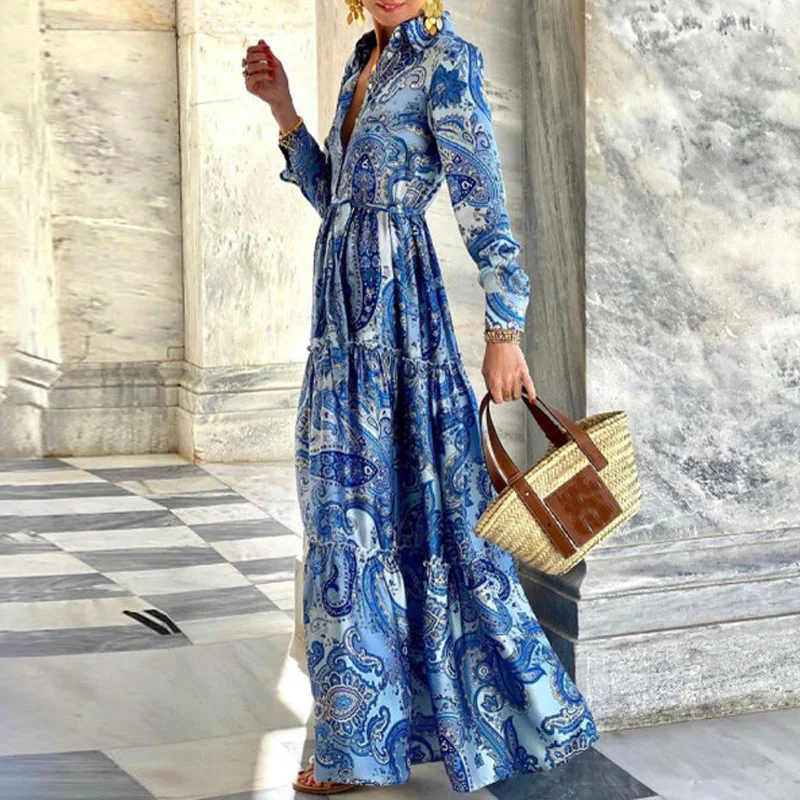 YUTILA Zomerjurk voor dames, lange mouwloze maxi-jurk, zomer, gestreepte strandjurk, lange ronde hals, tanktop, jurk met zakken, elegant, kaki bloem, XL