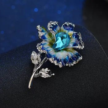 

Fashion Flower Enamel Brooches Women Men's Metal Simulated Pearl Elegant Flower Party Banquet Weddings Brooch Gifts