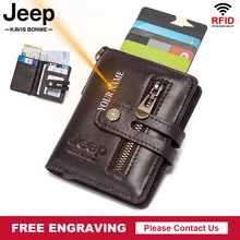 2021 Card Holder Wallet Rfid Genuine Leather Slim Mini Wallet Small Money Bag Male Purse Men Brand Designer Anti-theft Card Case