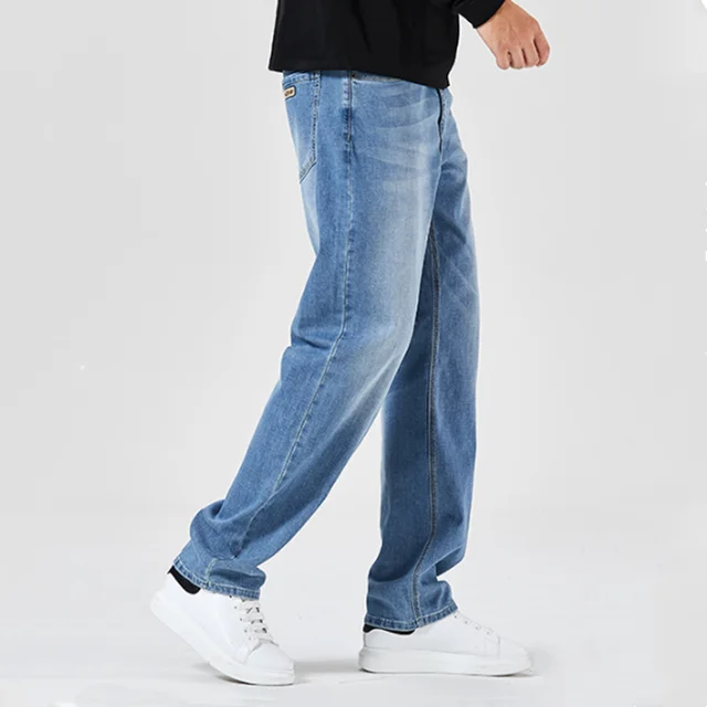 Man Loose Jeans Hiphop Skateboard Jean Denim Pants Straight Leg Jeans Men 4 Seasons Trousers big Size 29-44 _ - Mobile