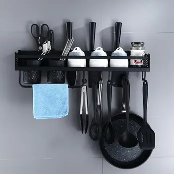 

Kitchen Utensil Wall Mounted Storage Pot Can Pan Rack Hanging Hooks Organizer