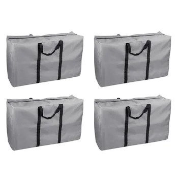 

4pcs Home Zipper Closure For Clothes Storage Bag Oxford Cloth Comforter Organizer Extra Large Blankets Heavy Duty Moving Tote