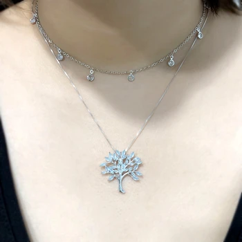 

New Arrival Fashion Tree of Life Pendant Necklaces cubic zirconia Plant Chain Necklace Fine Jewelry Gifts For Women 3 Colors