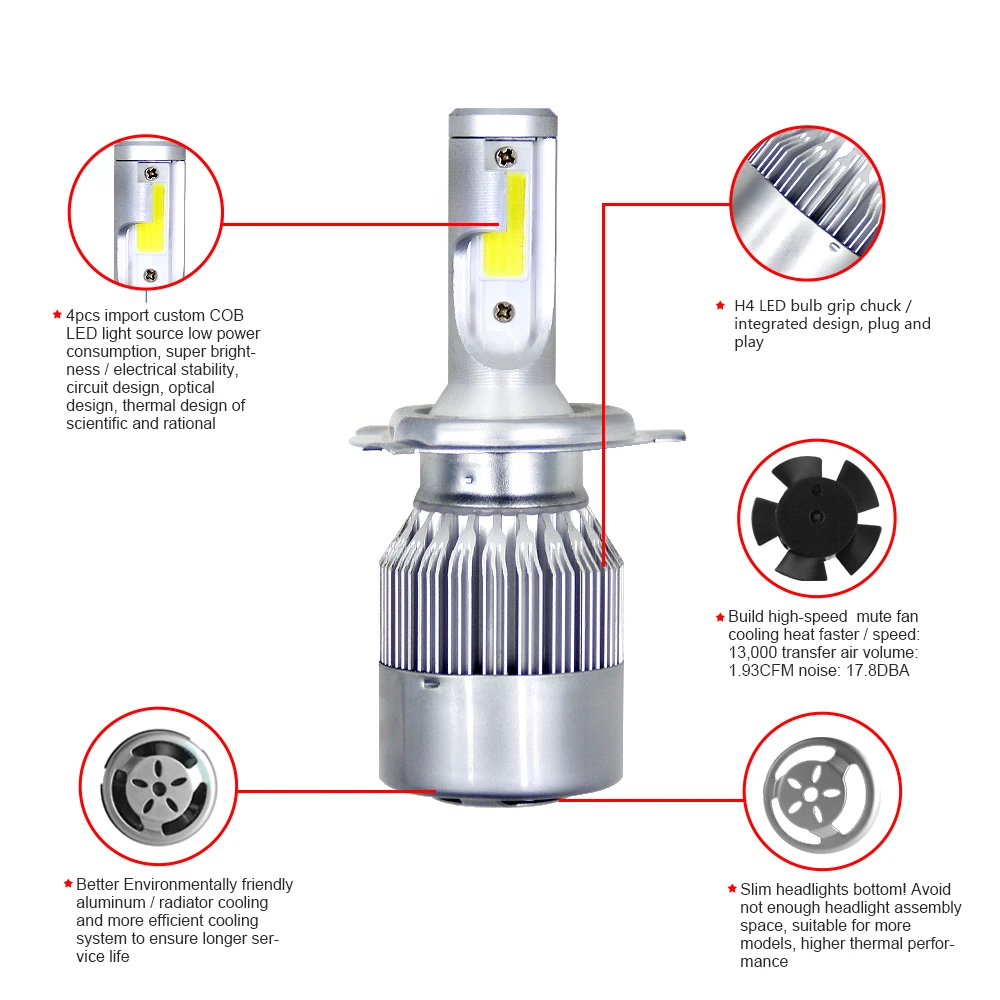 LED 6000K 9 30V C6 H4 светодиодные фары H7 Mini H1 COB лампы H11 9005 9006 9004 Автомобильные чистый