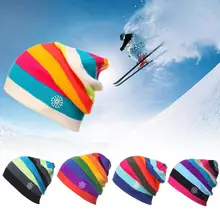 Радужный цвет зимние теплые вязаные шапки шапка s Beanie модные вязаные шапочки широкий берет-Боб Кепка для спорта на открытом воздухе Лыжная Мужская и женская шапка