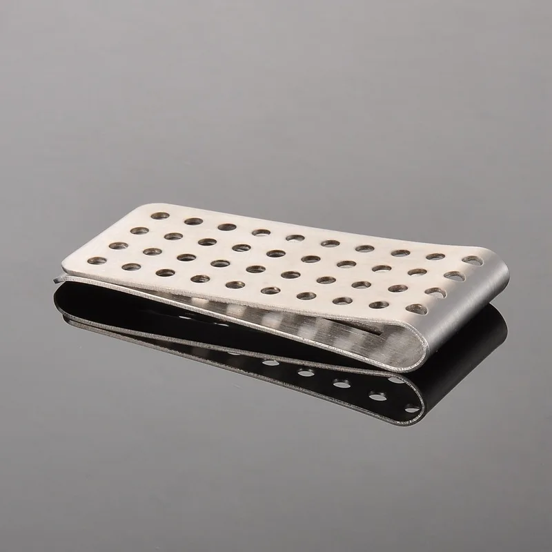 

Special Offer White K Shiny Side Brushed Stainless Steel Rectangular Hollow out Wallet Money Clip Card Clamp Document Bag