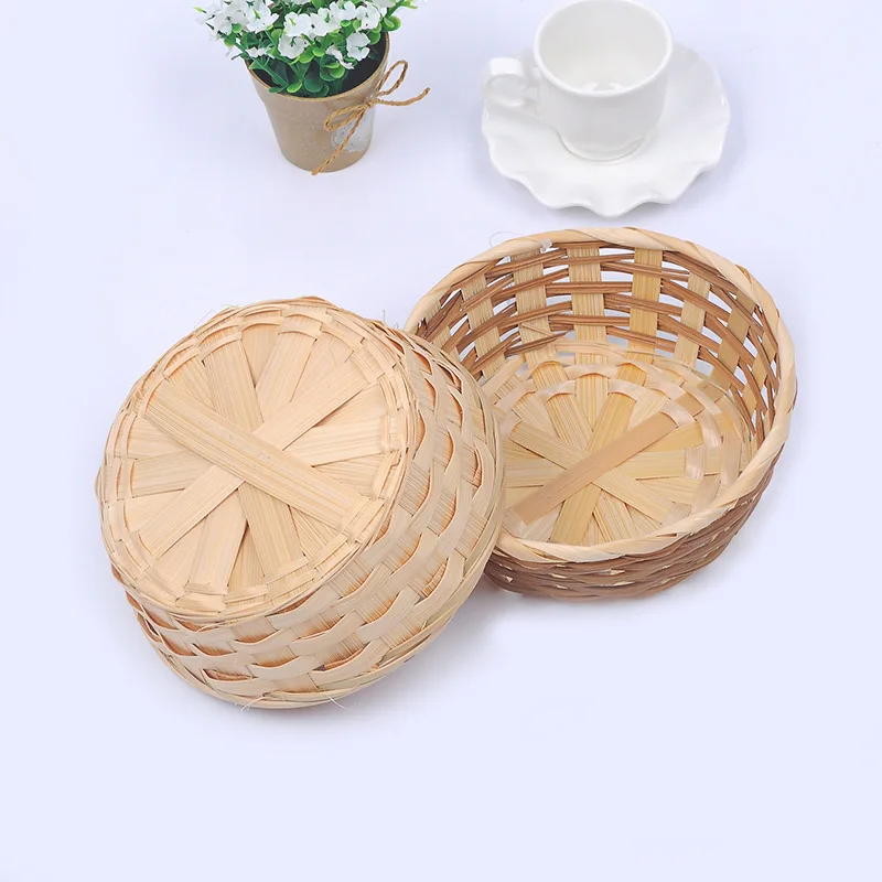 Bamboo Round Fruit Basket Large Capacity Durable Bamboo Handwoven Bowl Fruit Vegetables Serving Basket for Kitchen Fast Delivery 3
