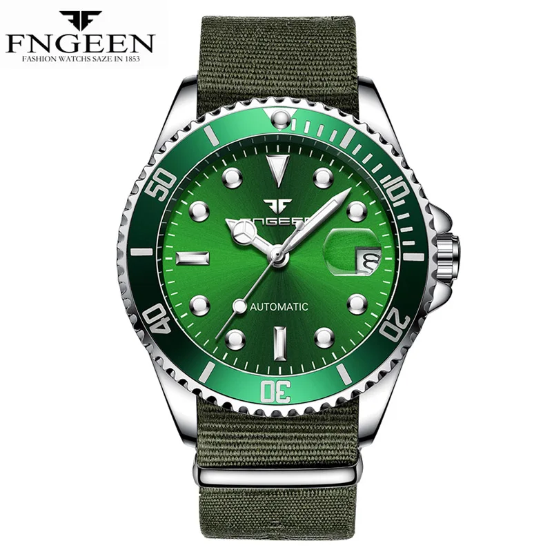 Nylon Green Бренд fngeen, часы со скелетом, механические Автоматические часы, мужские турбийон, спортивные часы, повседневные, деловые, наручные часы, Relojes Hombre - Цвет: Nylon Green
