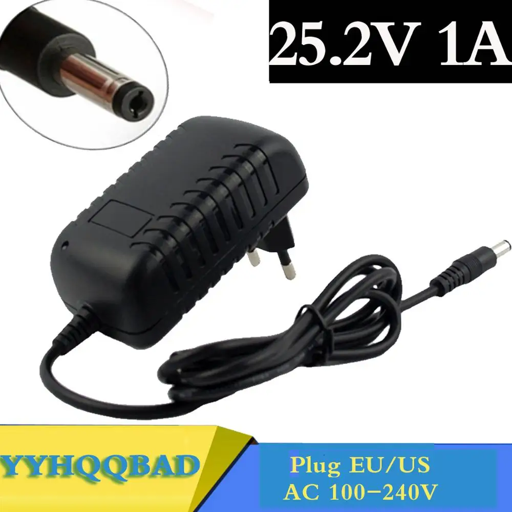 Cable de 25,2 V 1A, 5,5x2,1mm, adaptador de fuente de alimentación Universal AC DC, cargador de pared para batería de litio, enchufe UE/AU/EE. UU./Reino Unido