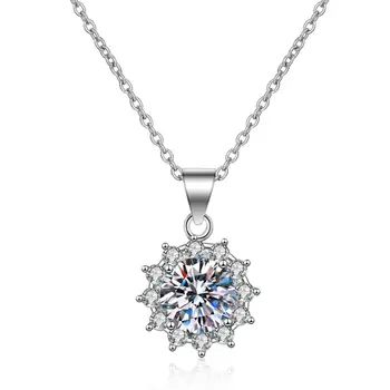 

Trendy 925 Sterling Silver Diamond Pendant Necklace Engagement Party Jewellery Gift for Women