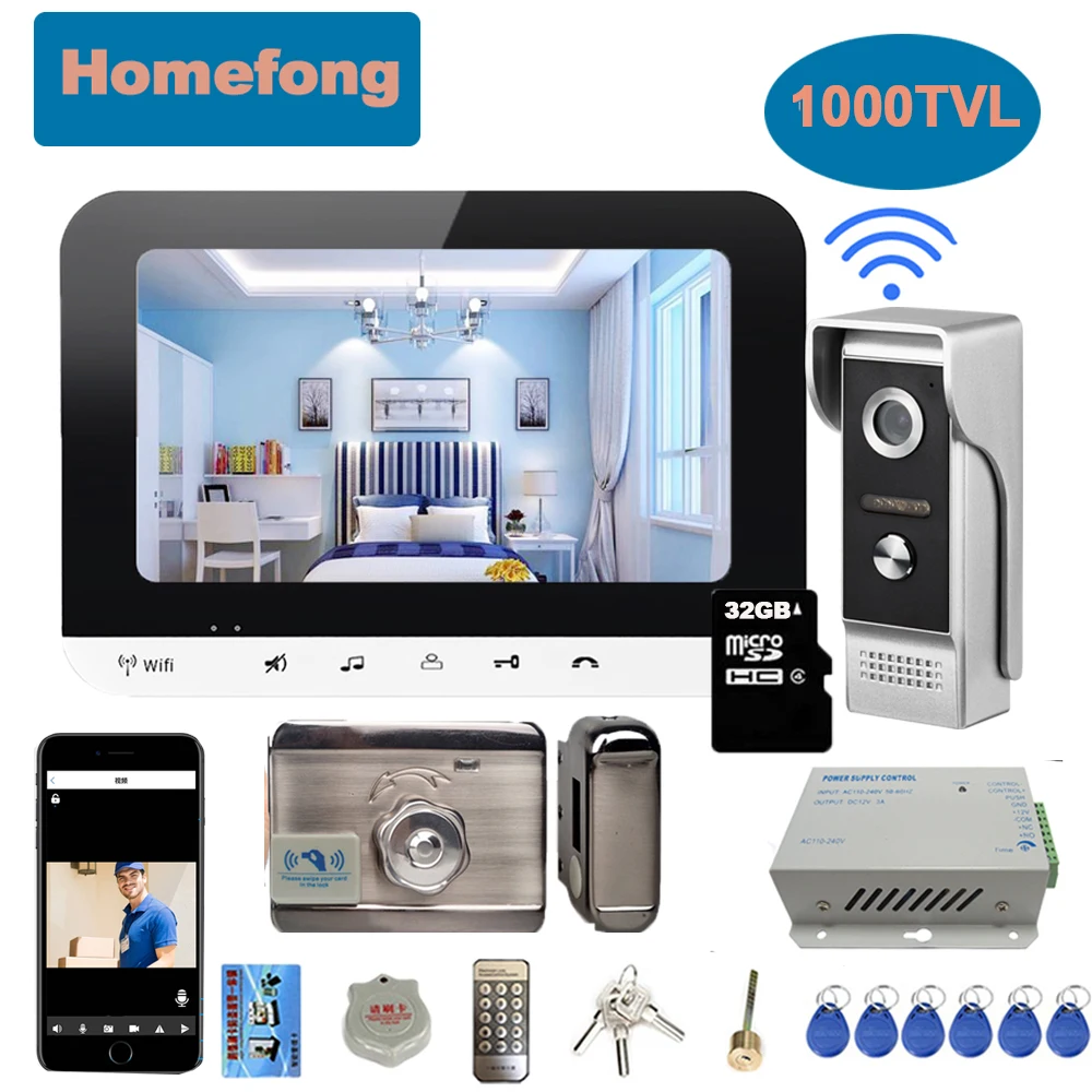 intercom with screen Homefong 7 Inch Wifi Doorbell  Camera Wireless Video Intercom Wireless Home Phone System Electronic Lock Remote Unlock Talk IR video intercom indoor station Door Intercom Systems