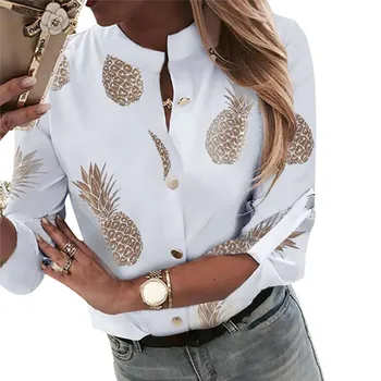 

hirigin new fashion Womens Crew Neck Long Sleeve Office Summer Blouses Ladies casaul mid sleeve Shirts female o-neck print Tops