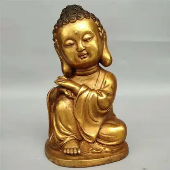 

Collection Buddhism copper gilt Hand-made meditation Little monk statue