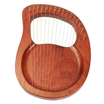 

BMDT-16 String Wooden Lyre Harp Metal Strings Mahogany Solid Wood String Instrument with Tuning Wrench