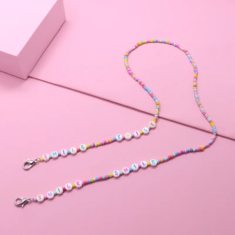 2021 Fashion Sunglasses Mask Holder Lanyard Letter Love Colorful Beaded Glasses Chain Neck Strap Jewelry for Students Children 2021 Fashion Sunglasses Mask Holder Lanyard Letter Love Colorful Beaded Glasses Chain Neck Strap Jewelry for Students Children