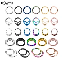 1 adet paslanmaz çelik Segment burun halkaları Hoop dudak kulak kıkırdak Helix menteşeli Septum yüzük Clicker Punk vücut Piercing takı 16G