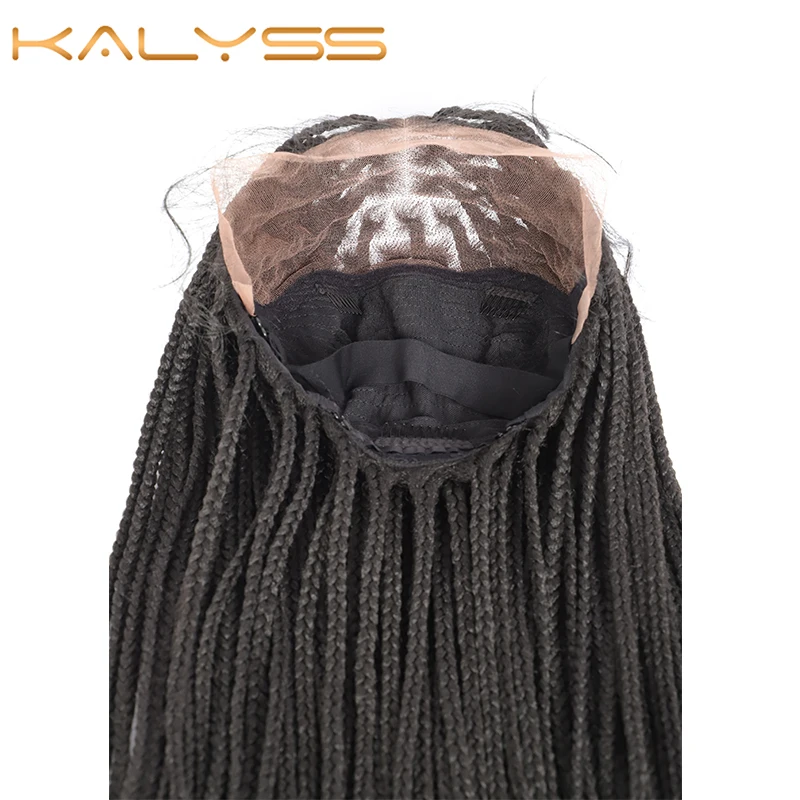 Kalyss 30 ''косички без узлов черные синтетические кружевные передние парики 13*6