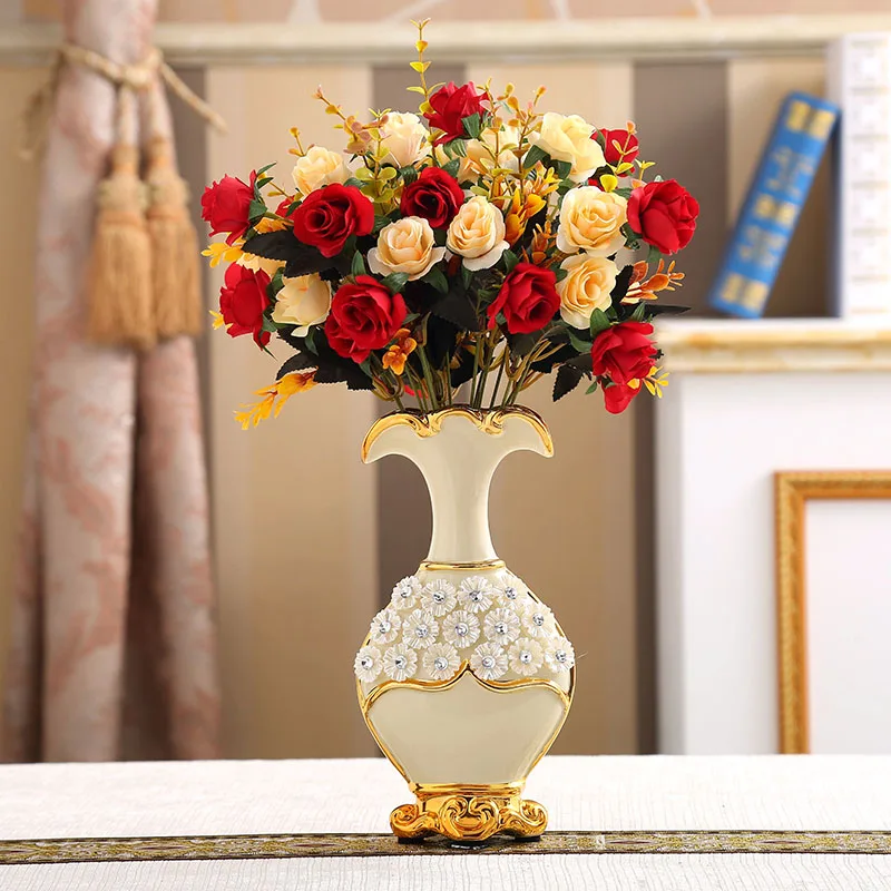 Европейская фарфоровая ваза, Расписанная вручную, позолоченная, современная, современная, керамическая, ваза для цветов, для кабинета, прихожей, дома, свадебного украшения