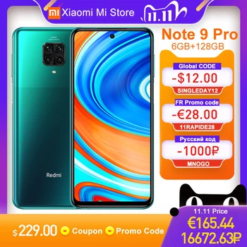 

Global Version Xiaomi Redmi Note 9 Pro Smartphone 6GB RAM 128GB Snapdragon 720G Octa Core 64MP Quad Camera NFC Mobile Phone