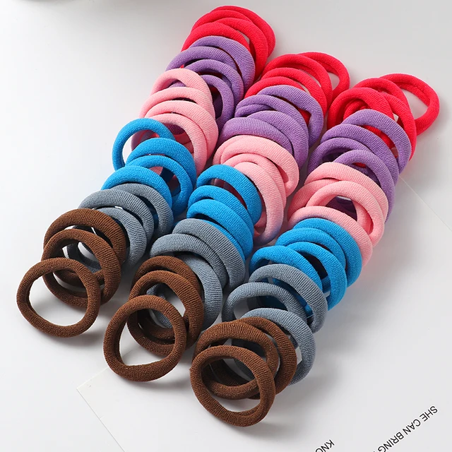 50pcs Girls Solid Color Big Rubber Band Ponytail Holder Gum Headwear Elastic Hair Bands Korean Girl Hair Accessories Ornaments 66pcs-4
