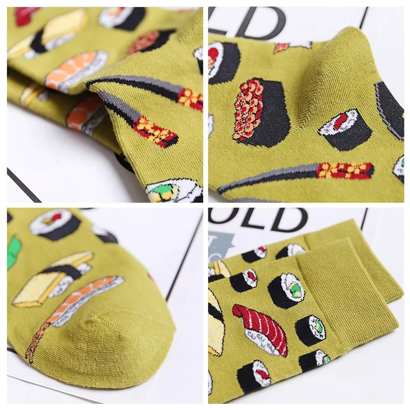 Модные хлопковые носки унисекс, чулочно-носочные изделия для женщин, фруктовые носки, авокадо, яблоко, вишня, смешное искусство, мягкие носки
