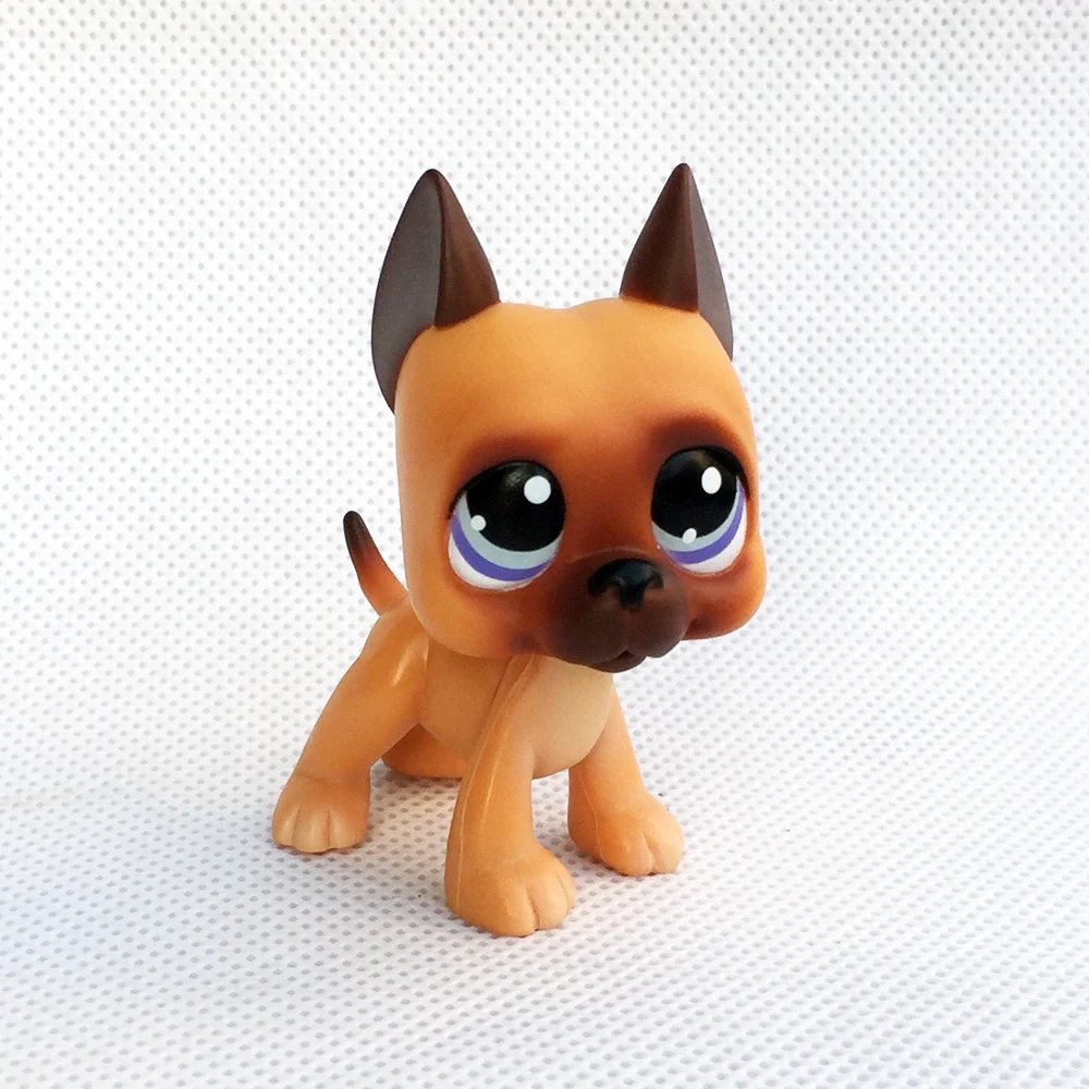 original pet shop cute toys#244 little dog Great Dane light brown with purple eyes real rare animal figure