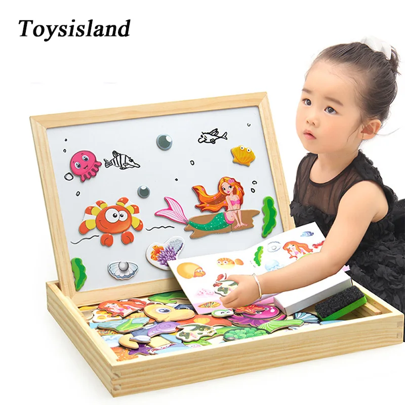 

Happy Farm Magnetic Constructor 3D Puzzle DIY Wooden Puzzle Toy with Box Set and Painting Board Toys for Children