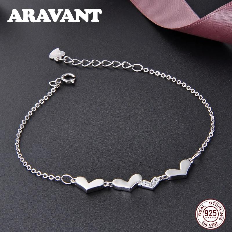 Минималистичный браслет в виде сердца, настоящее 925 пробы, серебряные ювелирные изделия для женщин, аксессуары для дня рождения