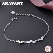 Минималистичный браслет в виде сердца, настоящее 925 пробы, серебряные ювелирные изделия для женщин, аксессуары для дня рождения