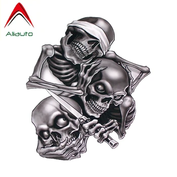 

Aliauto Funny Car Sticker See Nothing Hear Nothing Say Nothing Hear Speak See No Evil Skull Creative Vinyl Decal,16cm*15cm