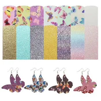 

14 Pcs Butterfly Leather Bow Earrings Making Kit PU Synthetic Leather Sheet for Earrings Hair Bows and Craft Making