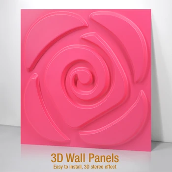 

30x30cm 3D wall panel Rose flower Pink Wedding Birthday party wall room decoration Wall Sticker Wall covering ceiling For Tile