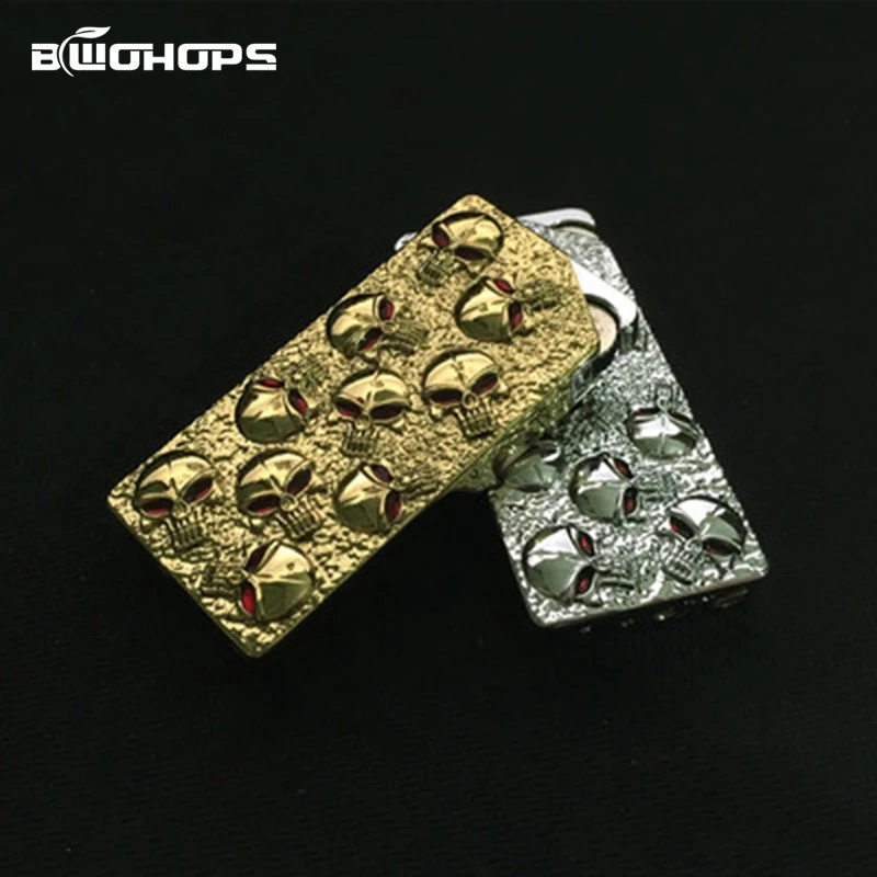 

Vintage Embossed Jet Wheel Lighter Punk Ghost Portable Cigarette Smoke Inflatable Classic butane Metal Lighters Gas