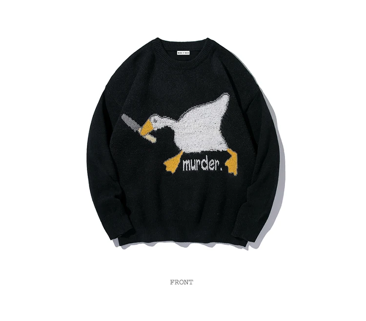 Goose sweater pink blue murder goose Pattern Knitted Sweater Harajuku  Cotton Casual Pullover oversize unisex sweater - AliExpress