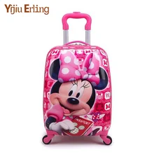Детский мультфильм чемодан на колёсиках 18 дюймов чемодан на колесиках для мальчиков и девочек для переноски на багажная, для багажа Сумка платье героини мультфильма чемоданы туда и обратно