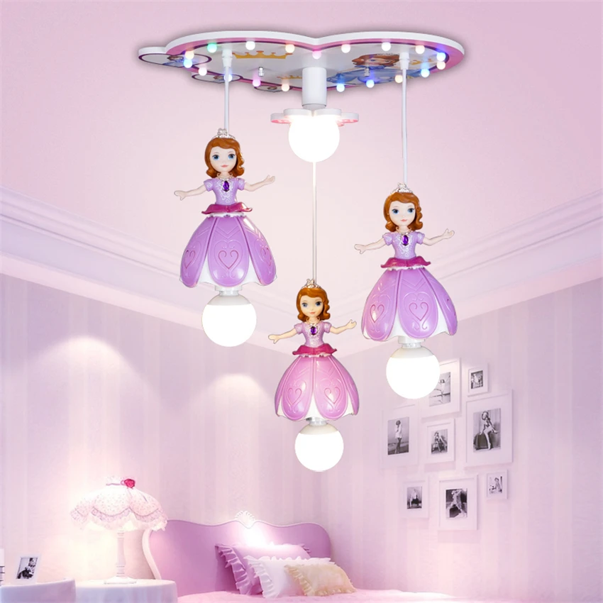En riesgo Apariencia Me gusta Lámparas colgantes de Princesa Sofía para habitación de niños, accesorios  de luces decorativas para dormitorio de niña, color rosa, sala de estar y  jardín _ - AliExpress Mobile