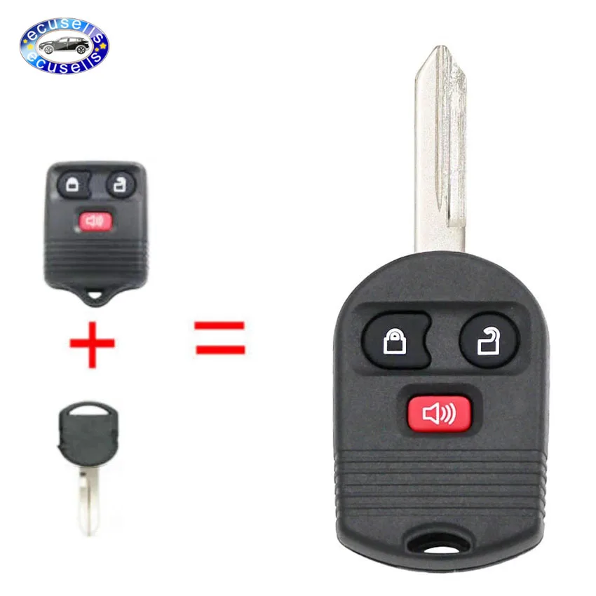 For Refit Ford Mercury Mazda Combo Key Shell 3 Button Remote Key Case Fob Entry 