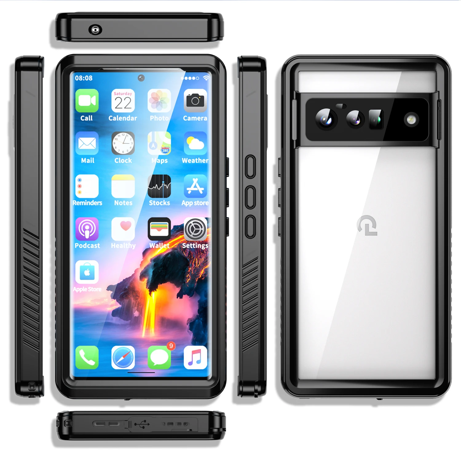 em PET transparente ultrafina, 6 7a e 6a, nível IP68
