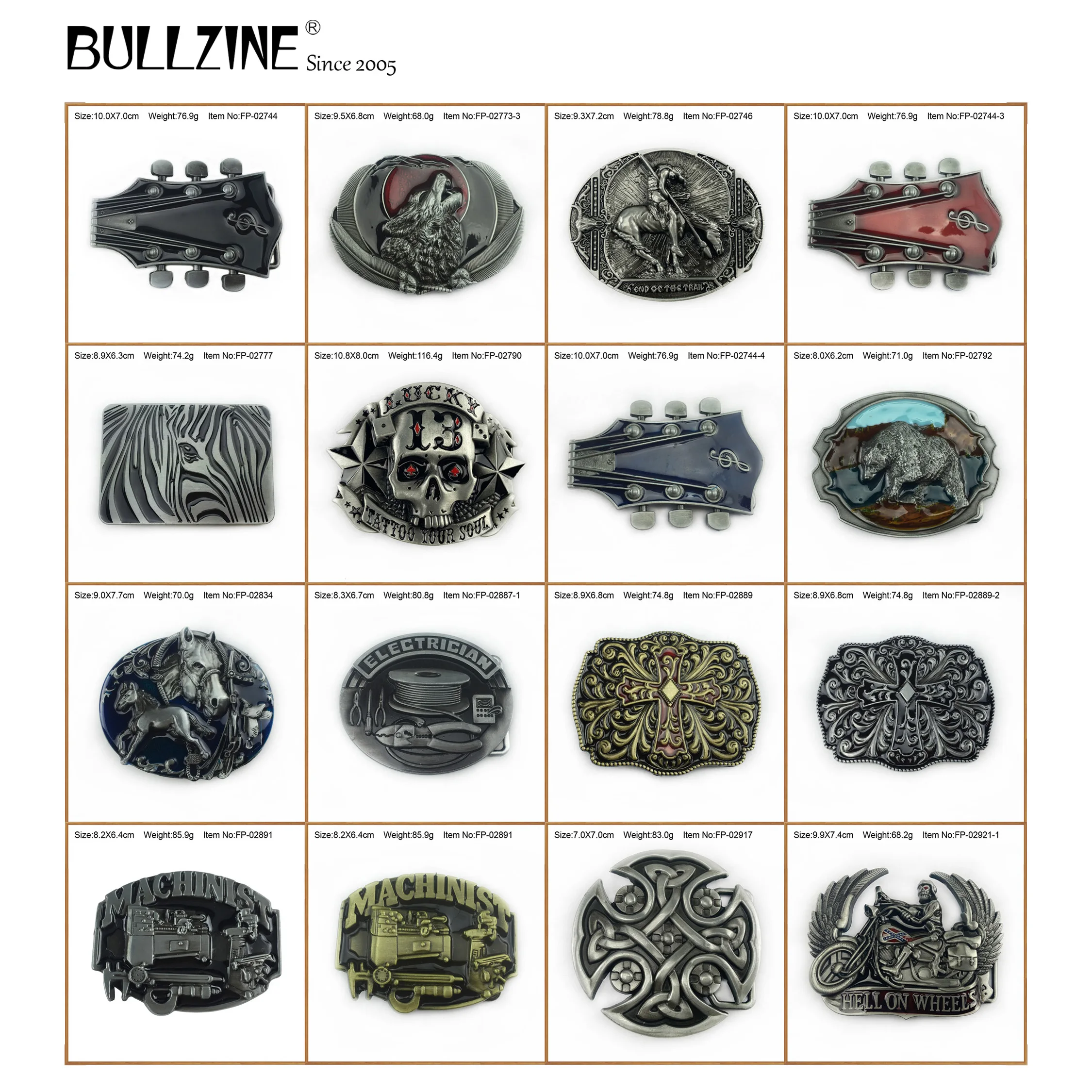 Пряжка для ремня Bullzine пряжка из цинкового сплава гитары голова волка крест