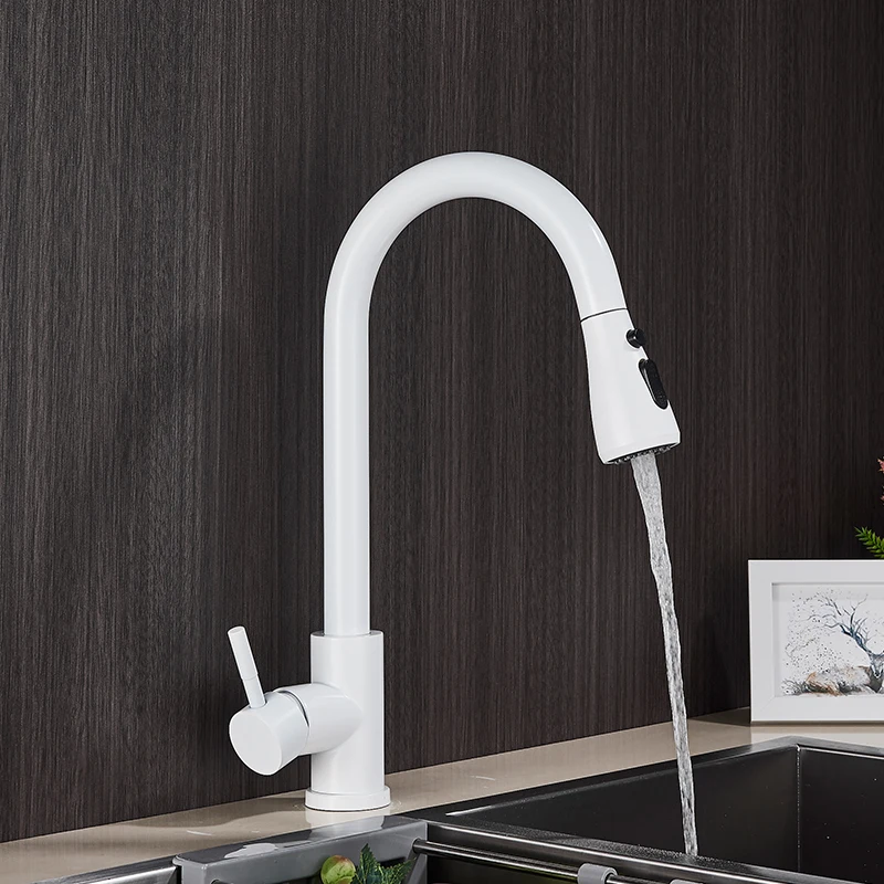 single bowl kitchen sink Rozin Brushed Nickel Kitchen Faucet Single Hole Pull Out Spout Kitchen Sink Mixer Tap Stream Sprayer Head Chrome/Black Mixer Tap outdoor kitchen sink