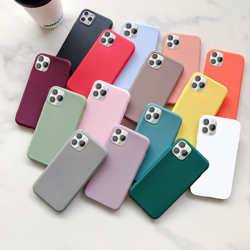 Silicone-Case Couples-Cover Candy-Color iPhone 11 12-Pro for Pro-Max 12-pro/Max/Mini/..