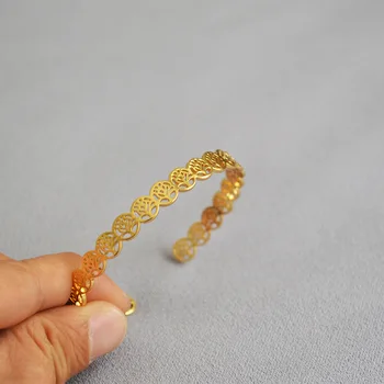 

Original niche green environmental protection brass openwork carving evergreen tree life simple opening Bracelet bangle