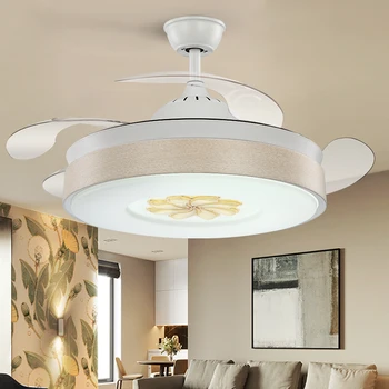 

Elegant LED Invisible Fan Lamp Frequency Conversion Living Room Bedroom Home Decorative DC Remote Control Ceiling Fan Lamp