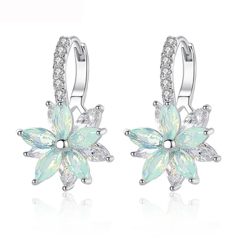 

Allakalo Cute Romantic Lovely Clear CZ Stone Flower Convenient Simple Stud Earrings for Women Fashion Jewelry Femme Gifts AE017