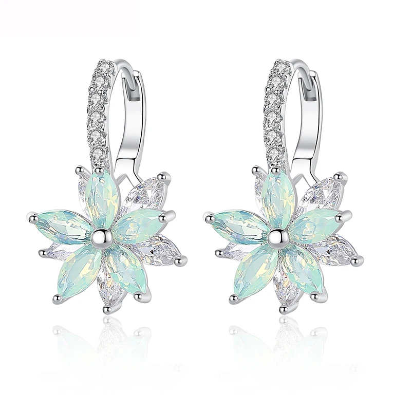 

Fenchen Cute Romantic Lovely Clear Stone Flower Shape Convenient Simple Stud Earrings for Women Fashion Jewelry Femme Gift AE227